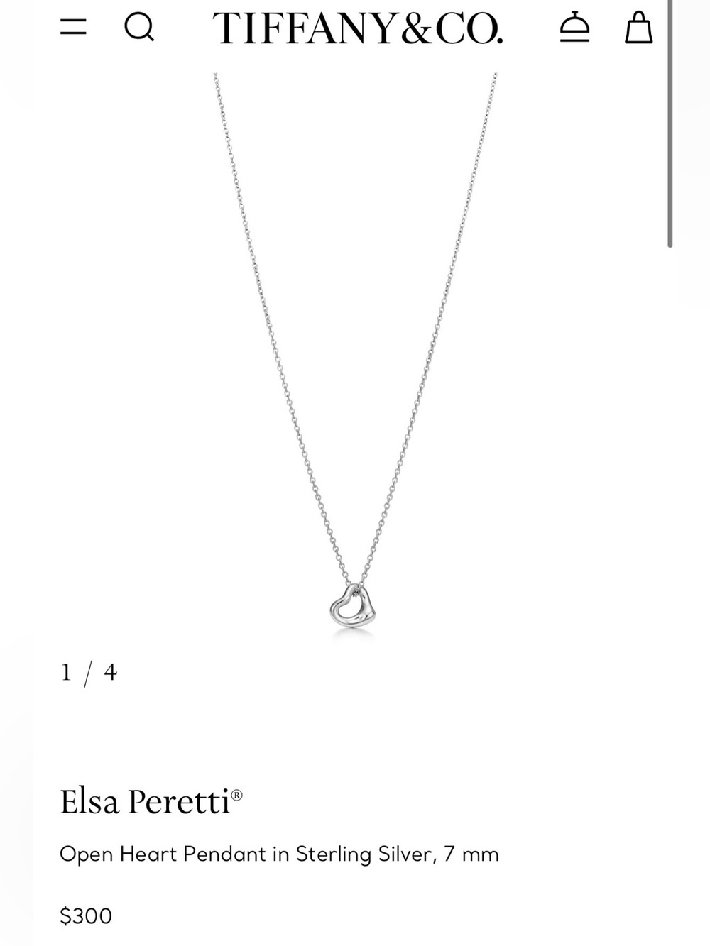Tiffany & Co. Elsa Peretti Open Heart Pendant in Sterling Silver, 7 mm - Picture 11 of 13